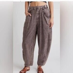 Free People High Road Linen Blend Barrel Pants Boho Loungewear Coastal